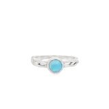 Helix Band Larimar Ring - Bezel Set in Rhodium Vermeil - Round