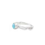 Helix Band Larimar Ring - Bezel Set in Rhodium Vermeil - Round