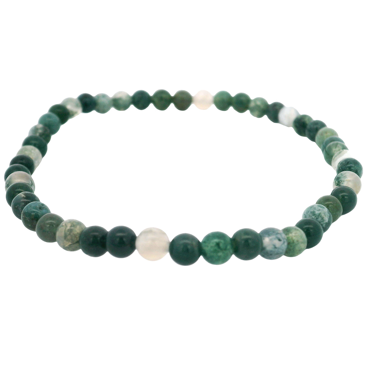 Bracelet en Agate Mousse Perles Rondes 4mm
