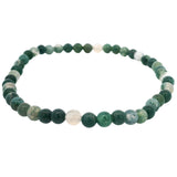Bracelet en Agate Mousse Perles Rondes 4mm