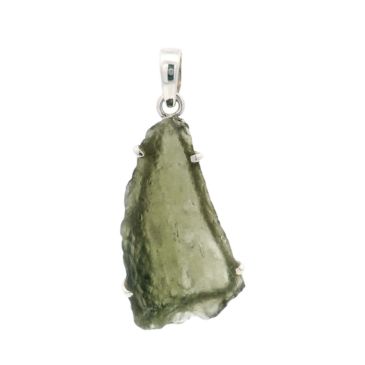 Moldavite Pendant - Prong Set Rough Freeform Specimen