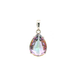 Faceted Mystic Topaz Prong Set Teardrop Pendant in 925 Sterling Silver