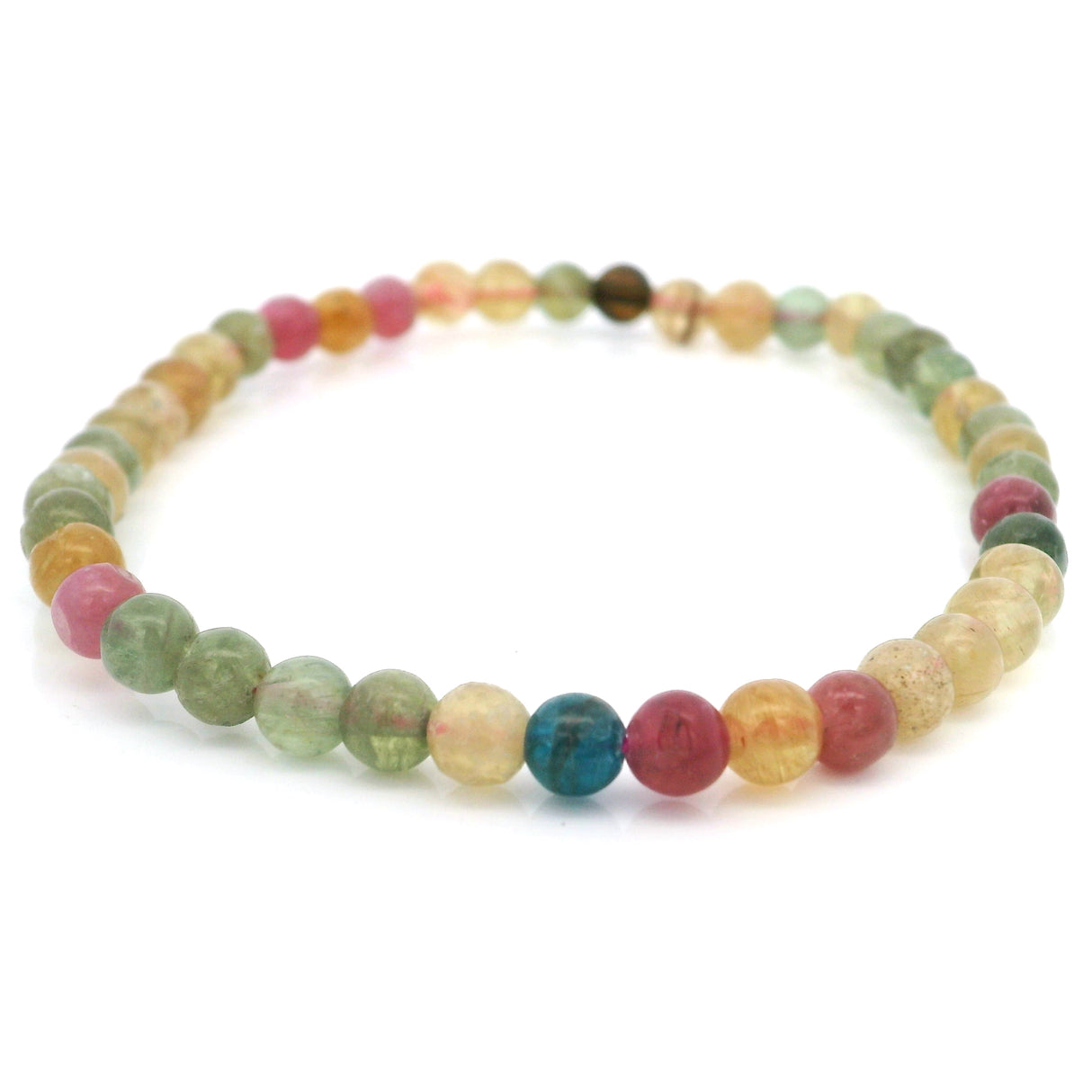 Multi Tourmaline Beaded Bracelet - 4-4.5 mm Round