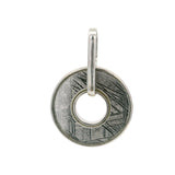 Muonionalusta Meteorite Pendant - Plated Disk with Open Center & Silver Bezel with Bar Bail