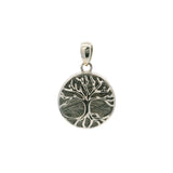 Muonionalusta Meteorite Tree of Life Pendant - Double-Sided with Quartz Casing & Rhodium Overlay Sterling Silver - Sacred Geometry