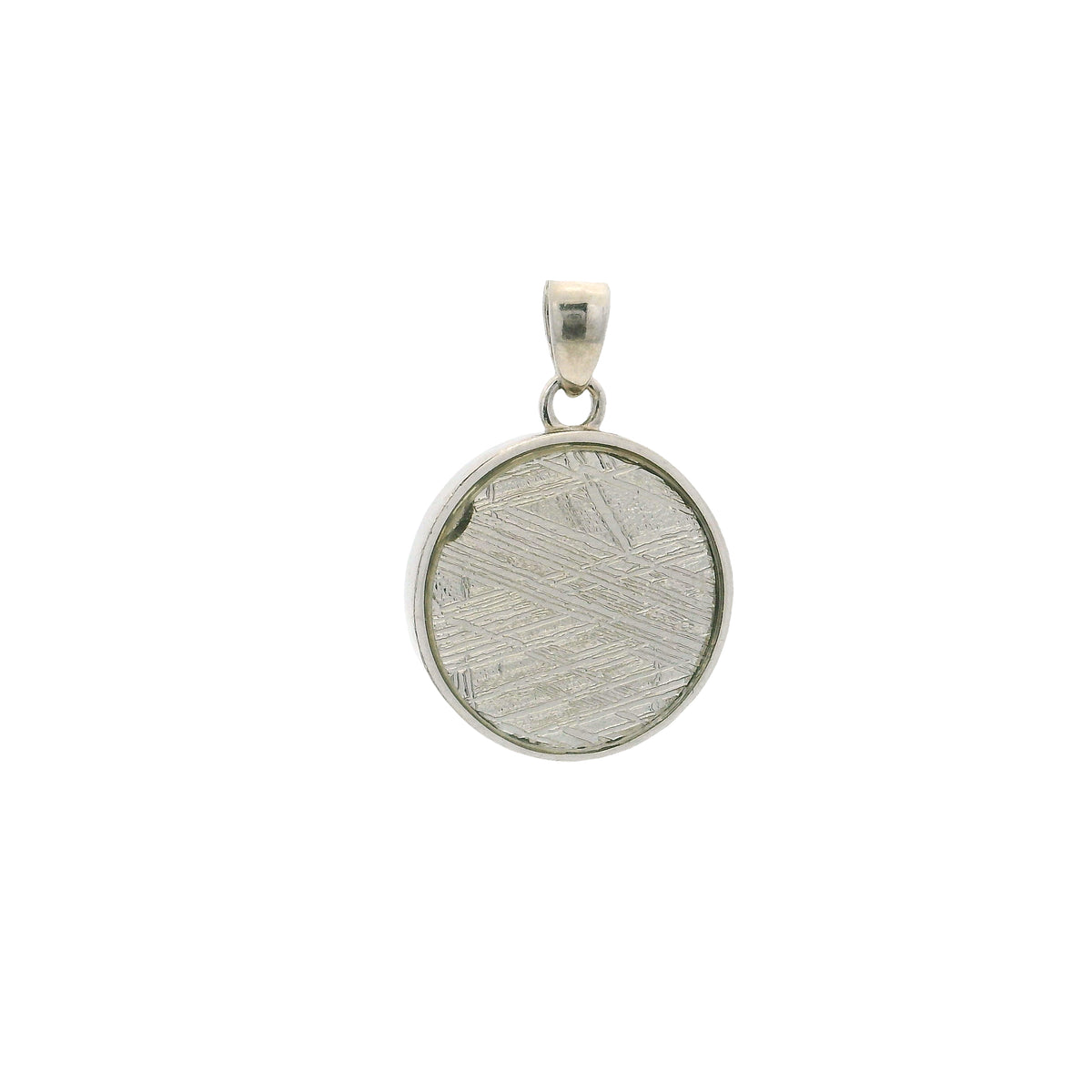 Muonionalusta Meteorite Tree of Life Pendant - Double-Sided with Quartz Casing & Rhodium Overlay Sterling Silver - Sacred Geometry