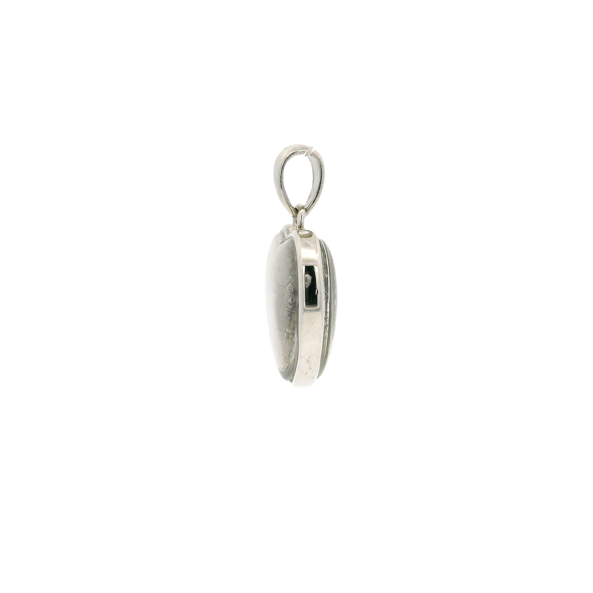 Muonionalusta Meteorite Pendant - Double Sided with Quartz Cabochons & Rhodium Overlay