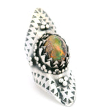 Mexican Fire Opal Designer Ring with Oval Cabochon