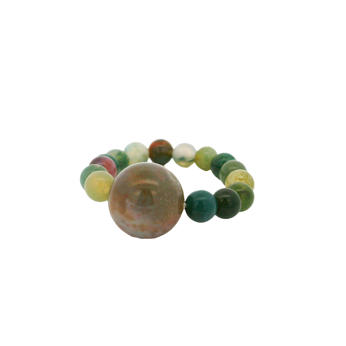 4.5mm Gemstone Beaded Ring with 10mm Round Focal