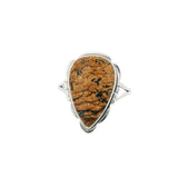 Picture Jasper Cabochon Ring with Silver Flare Design Bezel