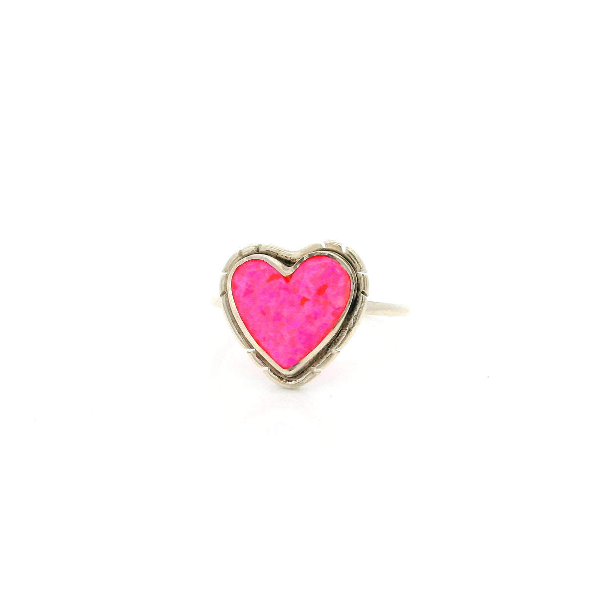 Pink Fire Opal Cabochon Bezel Set in Flare Design Silver Band