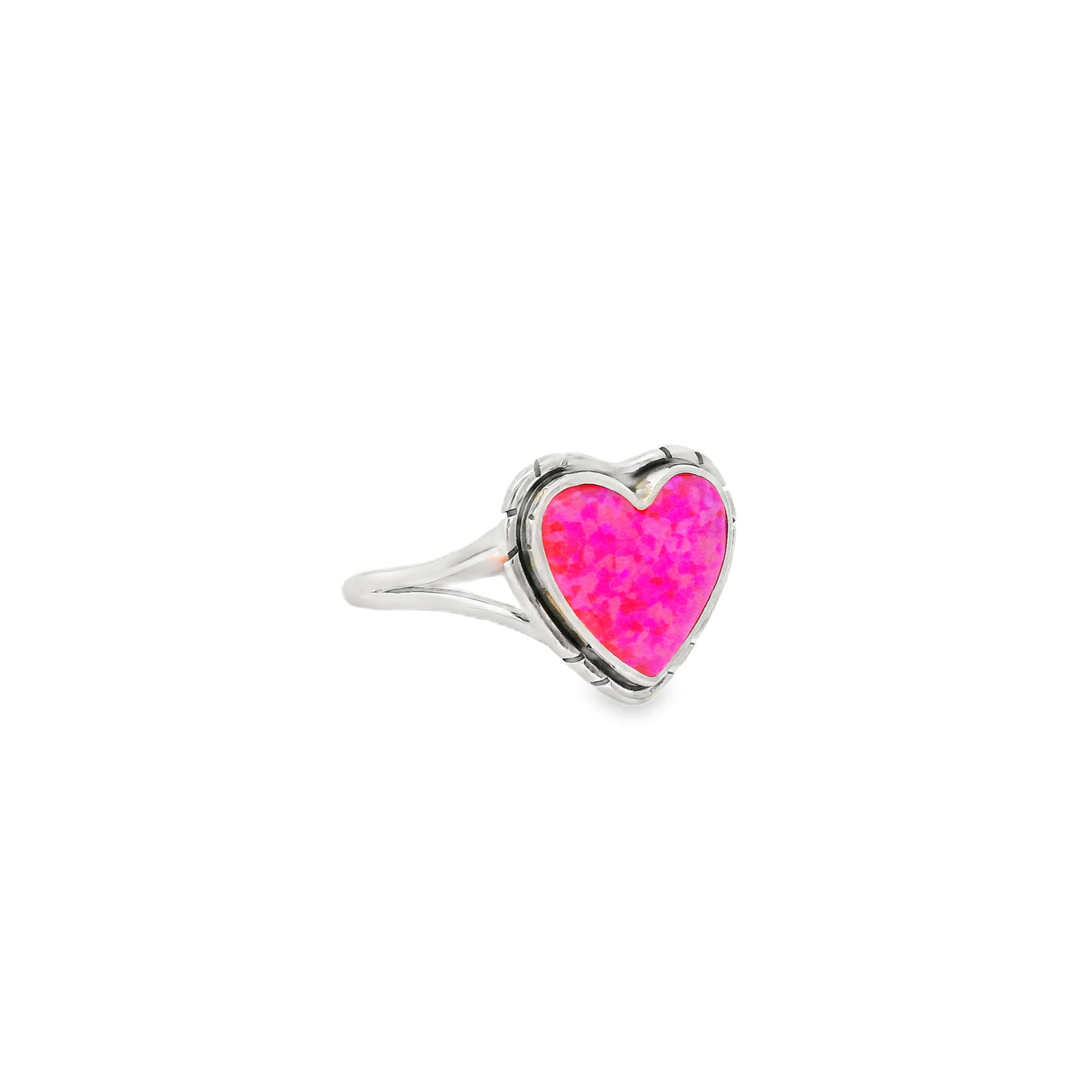 Pink Fire Opal Cabochon Bezel Set in Flare Design Silver Band