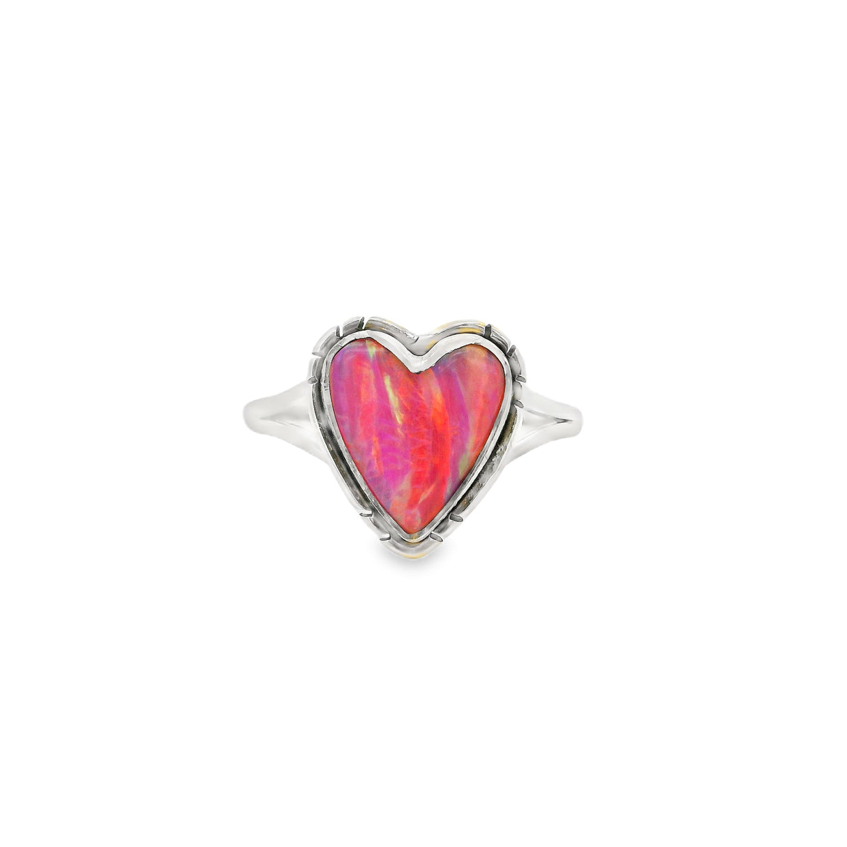 Pink Fire Opal Cabochon Bezel Set in Flare Design Silver Band