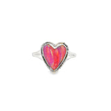 Pink Fire Opal Cabochon Bezel Set in Flare Design Silver Band