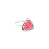 Pink Fire Opal Cabochon Bezel Set in Flare Design Silver Band