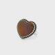 Arizona Petrified Wood Ring - Heart Cabochon With Silver Rope Bezel Edge & Sharp Scalloped Center Bezel Sz8.5