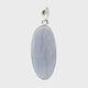 Blue Lace Agate Pendant - Oval Cabochon with Vertical Dark Banding Bezel Set in 925 Sterling Silver