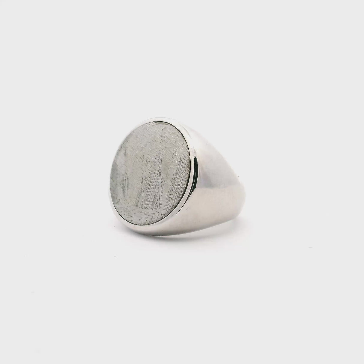 Muonionalusta Meteorite Ring with White Gold Vermeil - Round