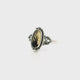 Dendritic Agate Ring - Oval Cabochon with Single Tall Dark Brown Dendrite & Rope & Beaded Detail Bezel Set in 925 Sterling Silver sz9