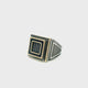Sapphire Ring - 16 Faceted Sapphire Round Nanostones Set in Gold Vermeil Square with Rope Details in 925 Sterling Silver sz8.25