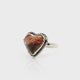 Red Jasper Ring - Heart Cabochon with Large Peach & Small Gray Inclusions Bezel Set with Rope Detail in Simple 925 Sterling Silver sz6