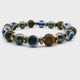 Tigers Eye & Hematite Navy Evil Eye Beaded Bracelet 8mm Rounds