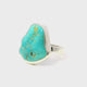 New Mexican Turquoise Ring - Polished Freeform  with Tan Inclusions Bezel Set in 925 Simple Sterling Silver sz8