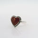 Red Jasper Ring - Heart Cabochon with Black Striation Splitting Diagonal Peach Striations Bezel Set with Rope Detail in Simple 925 Sterling Silver sz8