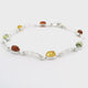Classic Trio Amber Link Bracelet with Bridge-Design Links Bezel Set in 925 Sterling Silver