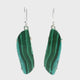 Chrysocolla Malachite Dangle Earrings - Long S-Shaped Cabochon with Straight Vertical Bands of LIght Green & Dark Green & Aqua Prong Set in 925 Sterling Silver
