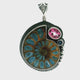 Ammonite Fossil Pendant - Open Ammonite Cross-section Inlaid with Kyanite with Faceted Pink Topaz Oval & Faceted Kyanite Round Bezel Set in 925 Sterling Silver with Bead & Line Accents