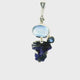 Azurite Druze Pendant - Rough Speciman Prong Set with Oval Kyanite Cabochon & Faceted Round Bezel Set in 925 Sterling Silver