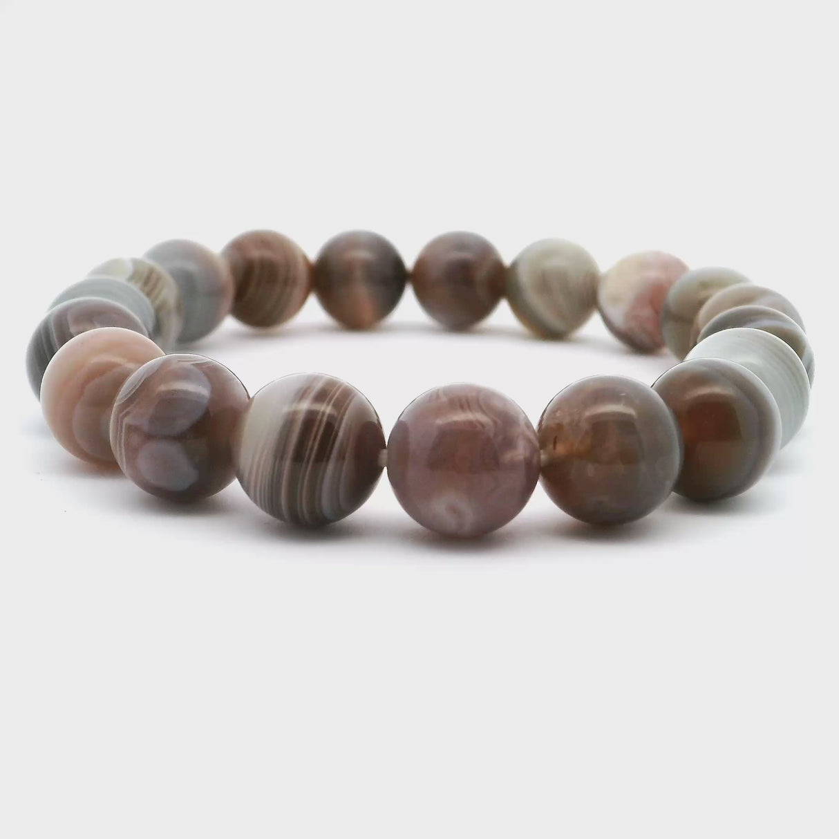 Botswana Agate Beaded Bracelet 10mm Rounds