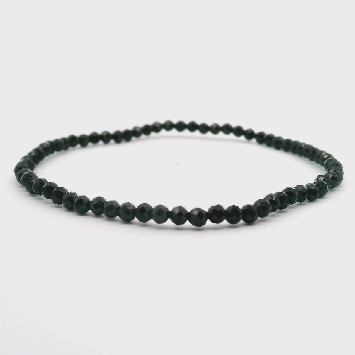 Black Spinel Beaded Bracelet 3mm Faceted Rounds