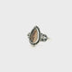 Dendritic Agate Ring - Pear Cabochon with Dark Brown Dendrites & Rope & Beaded Detail Bezel Set in 925 Sterling Silver sz7