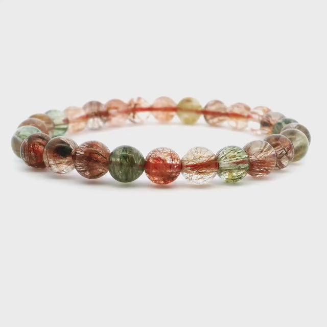 Multicolor AA Quality Rutile Quartz Beaded Bracelet - 7mm Rounds