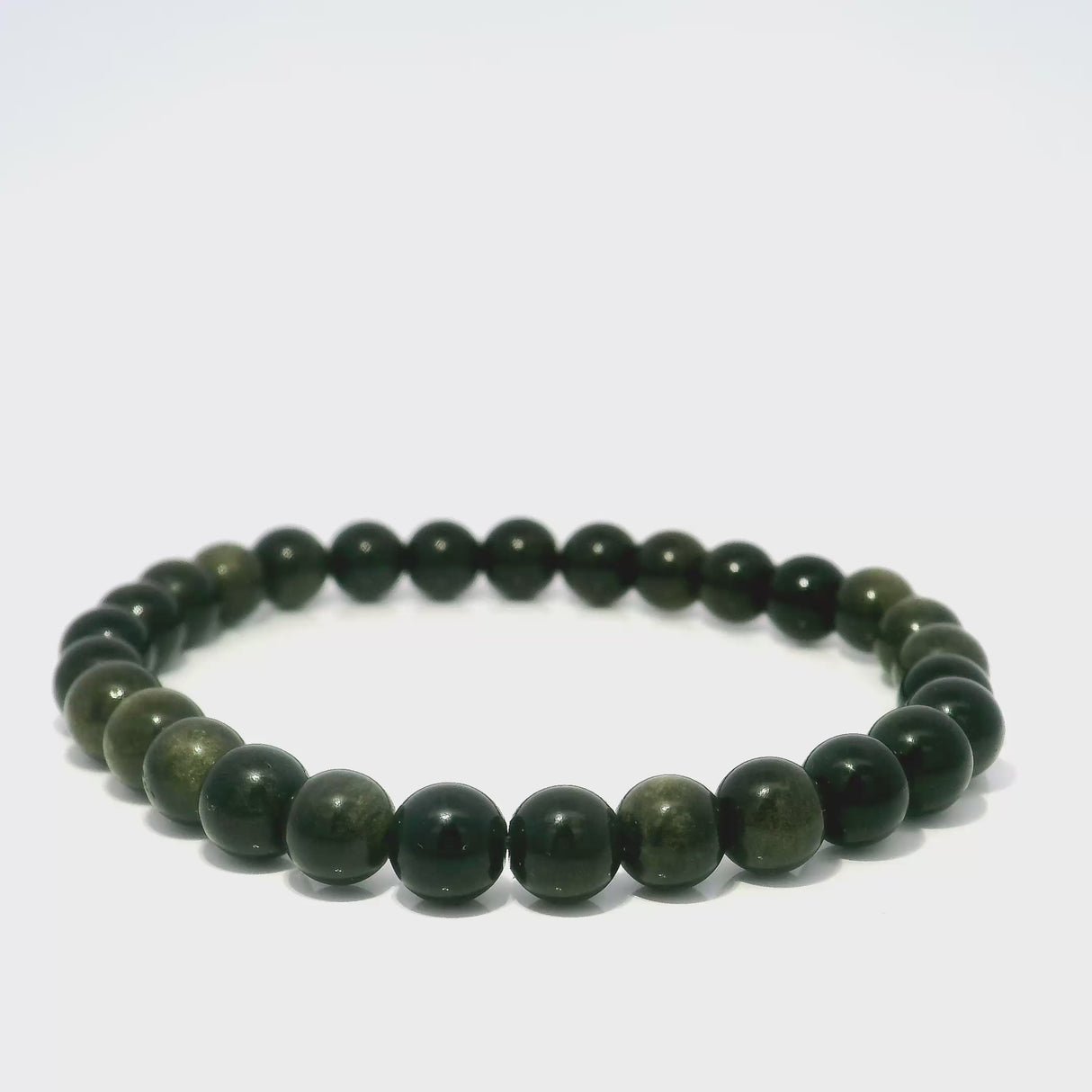 Gold Sheen Obsidian Beaded Bracelet - 6-6.5 mm Round