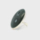 Psilomelane Ring - Oval Cabochon with Double Bulls-Eye Bezel Set in 925 Sterling Silver szAdj