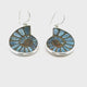 Ammonite Fossil Dangle Earrings - Cross-section Inlaid with Kyanite Bezel Set in Simple 925 Sterling Silver