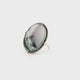 Dendritic Opal Ring - Oval Cabochon with Light Gray Section with Rope Accent Bezel Set in Simple 925 Sterling Silver sz7