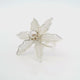 Freshwater Pearl Lily Ring - Pearl Center With Raised Scalloped Silver Bezel With Dainty Cross Hatch Silver Wire Filled Petals Sz7