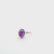 Amethyst Ring - Oval Cabochon Bezel Set in Simple 925 Sterling Silver sz5