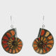 Ammonite Fossil Dangle Earrings - Cross-section Inlaid with Spiny Oyster & Bezel Set in 925 Sterling Silver