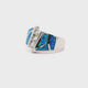 Blue Opal Inlay Art Deco Ring With 3 White Czs Stacked Sz9