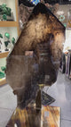 Smoky Quartz Polished On Custom Metal Stand With Unpolished Pockets