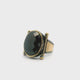 Black Onyx Ring - Faceted Oval Bezel Set in Gold Vermeil with Swirl Detail & Side Reverse Trapezoid in 925 Sterling Silver sz10.5