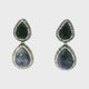 Faceted Blue Sapphire Dangle Earrings On-post - 2 Pears With Marcasite & Silver Crystal Pave Bezels