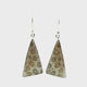Fossilized Coral Dangle Earrings - Triangular Cabochon Bezel Set in Simple 925 Sterling Silver