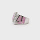 Pink Opal Ring Size 10 - Curved Inlay Band With White Czs