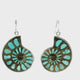 Ammonite Fossil Dangle Earrings - Cross-section Inlaid with Robins Egg Blue Arizona Turquoise Bezel Set in 925 Sterling Silver